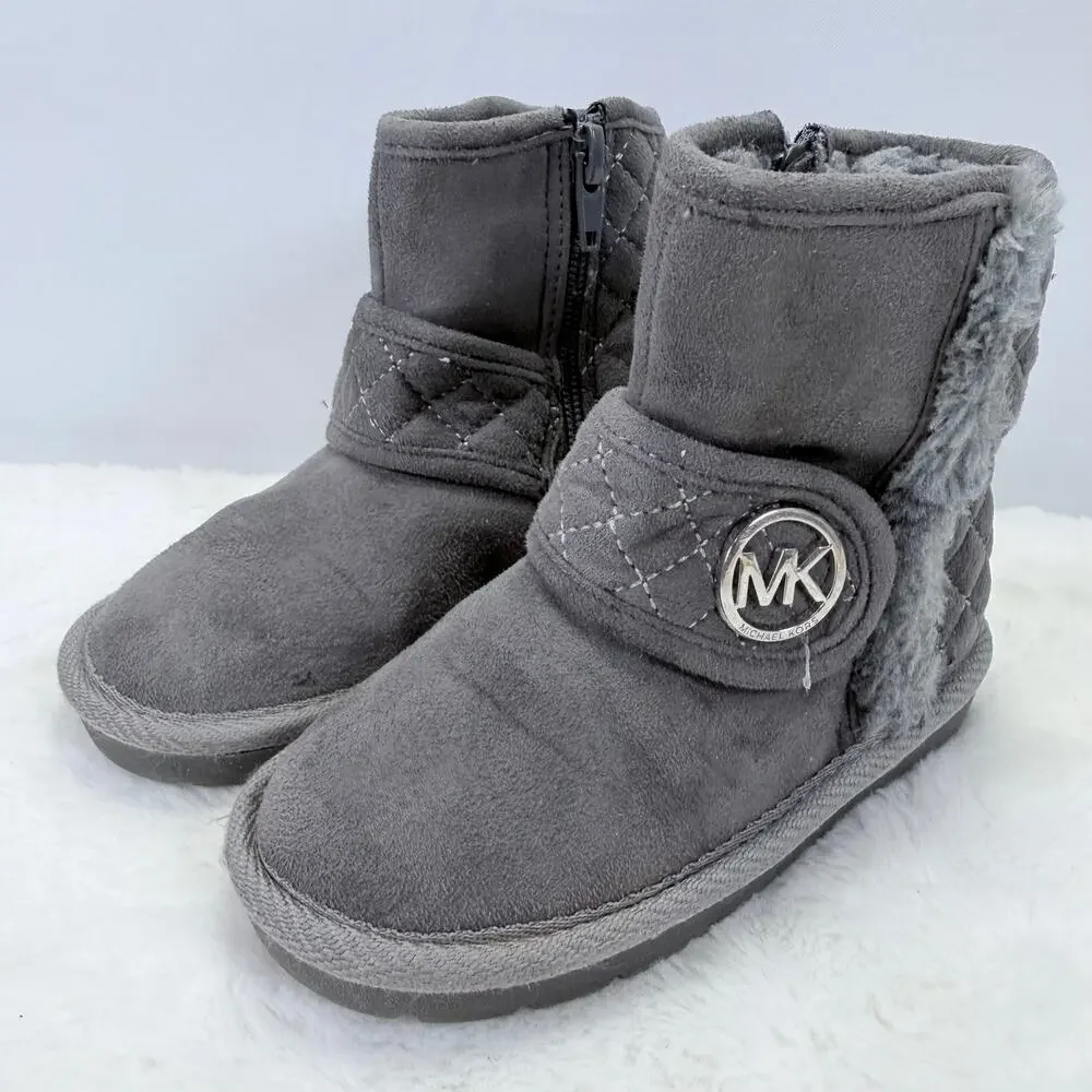 Michael Kors Little Girls Gray Faux Fur Winter Boots Size 7